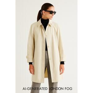 Vintage London Fog Maincoats Ivory Trench Coat Calibre Cloth Dacron Cotton – Sm